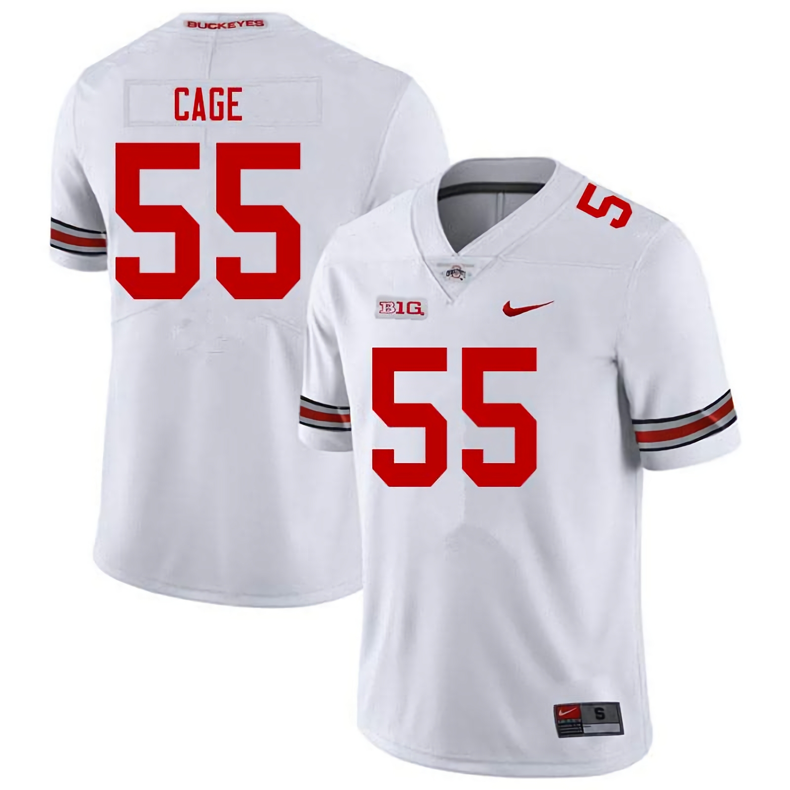 Jerron Cage Ohio State Buckeyes Men's NCAA #55 Nike White College Stitched Football Jersey CNJ2156FE